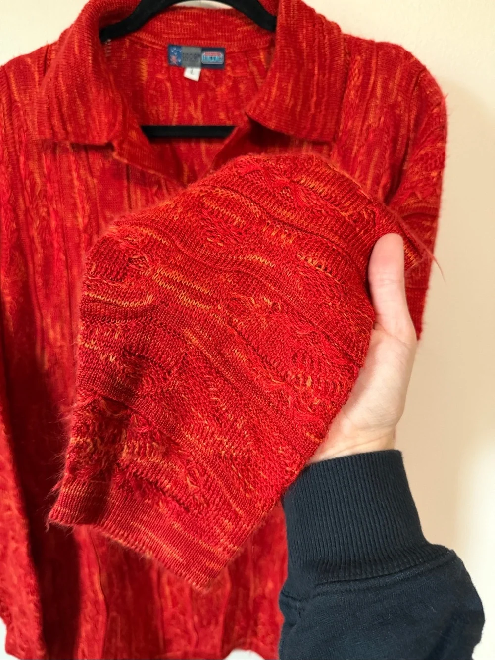 90s VTG Coogi Australia 3D Knit Polo Sweater “Red Alert” Monochromatic sz Large
